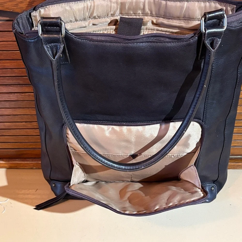 Chic Black Leather Tote with Stud Details